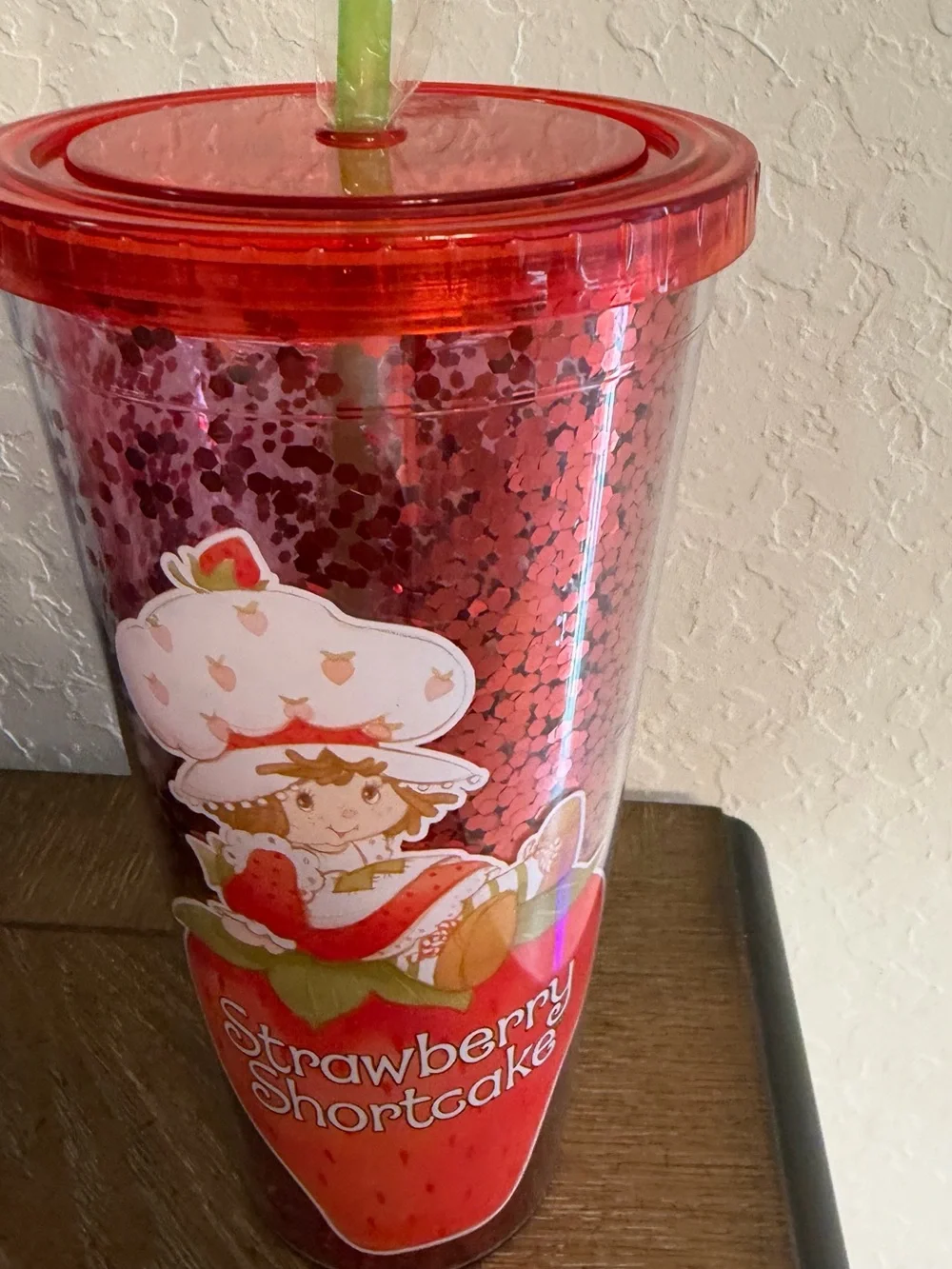 Red Glitter Tumbler with Straw